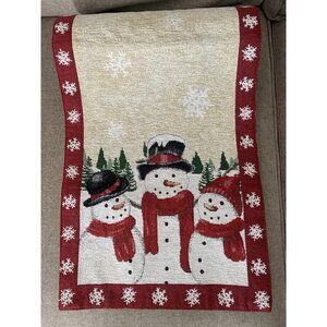 st nicholas square Snowman Snowflake Christmas Tree Table Runner 35.5” X 13”